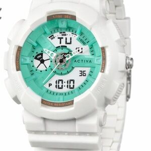 Activa White and Green Unisex Watch